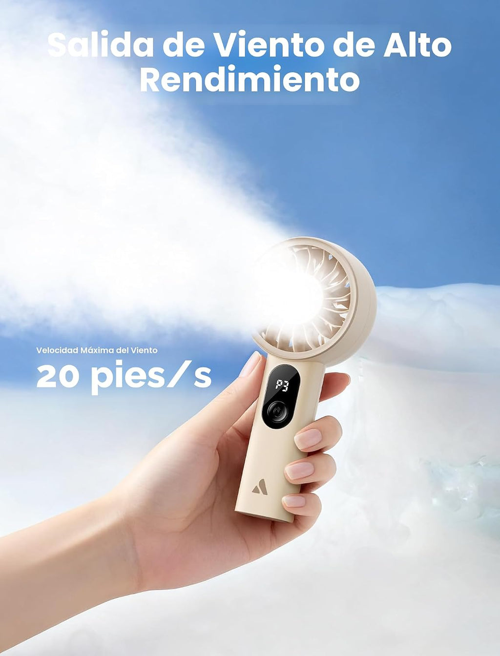 Aecooly Potente ventilador portátil, potente ventilador de mano, recargable