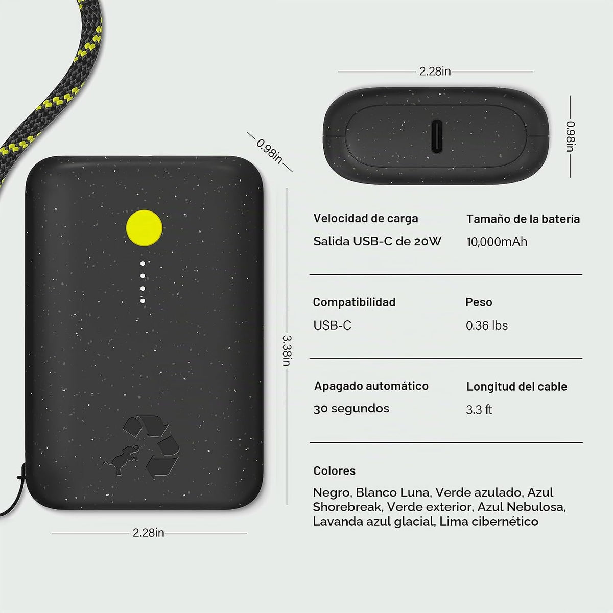 Nimble Cargador portátil Champ, banco de energía de 10000 mAh, carga dual